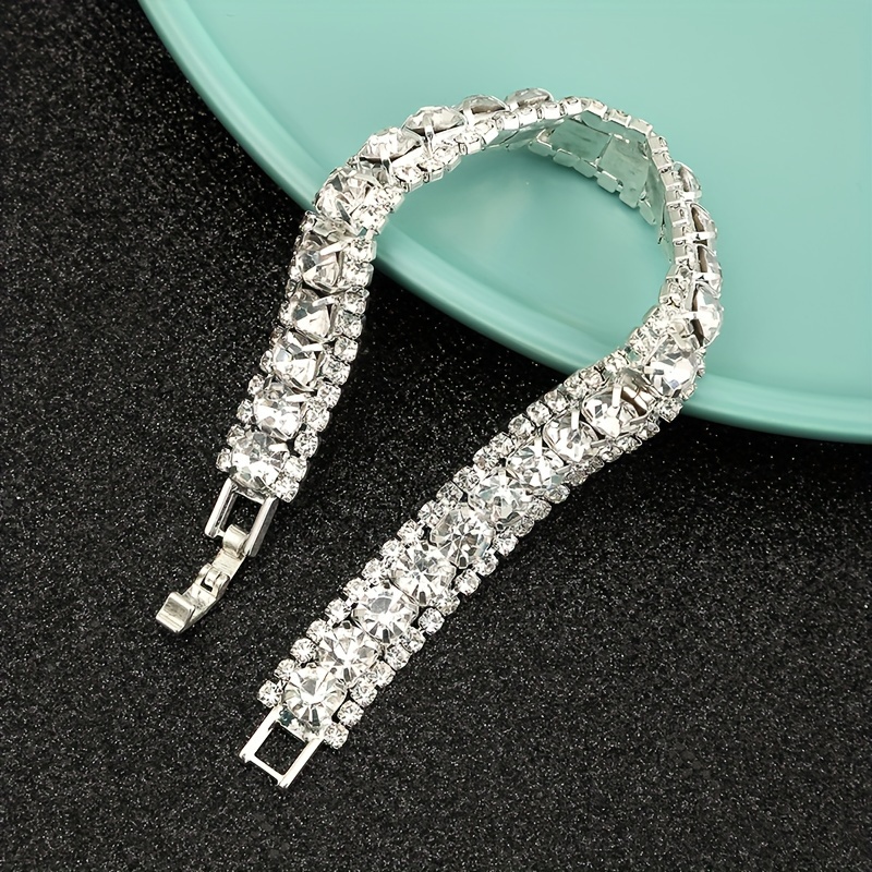 Large Crystal Zirconia Open Bracelet with Copper Chain